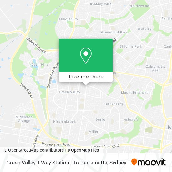 Green Valley T-Way Station - To Parramatta map
