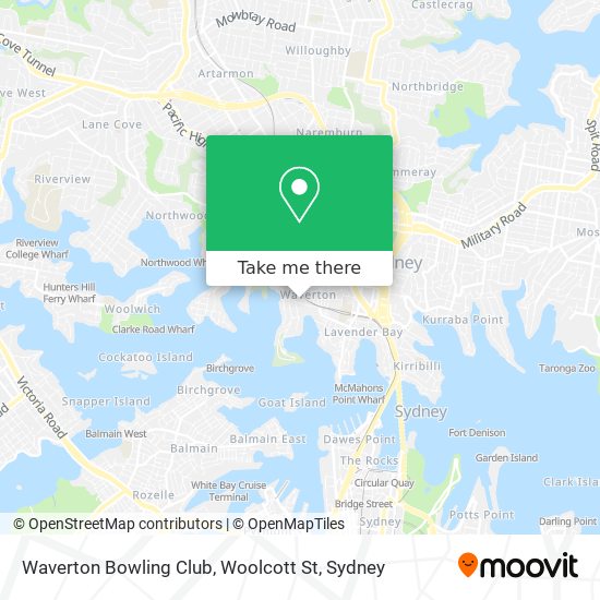 Mapa Waverton Bowling Club, Woolcott St
