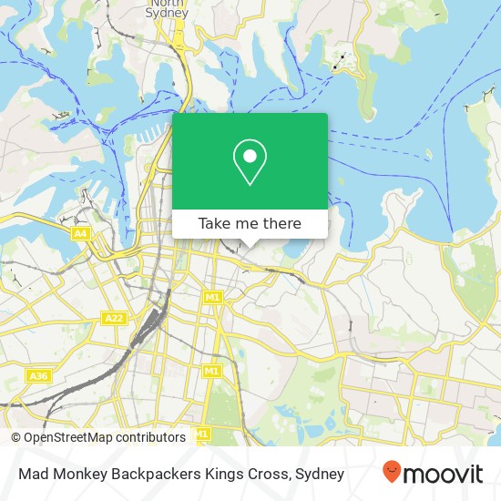 Mapa Mad Monkey Backpackers Kings Cross