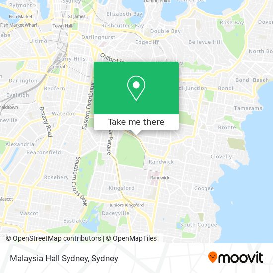 Malaysia Hall Sydney map