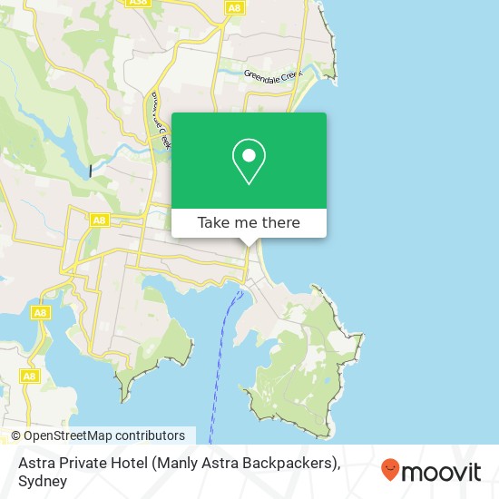 Mapa Astra Private Hotel (Manly Astra Backpackers)