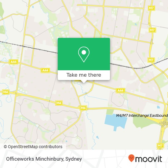 Mapa Officeworks Minchinbury