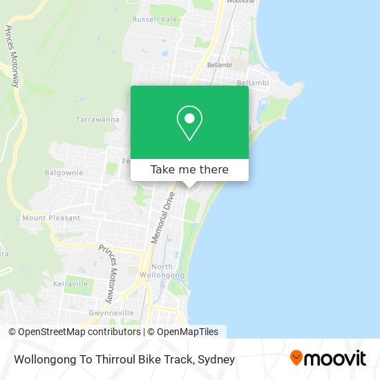 Mapa Wollongong To Thirroul Bike Track