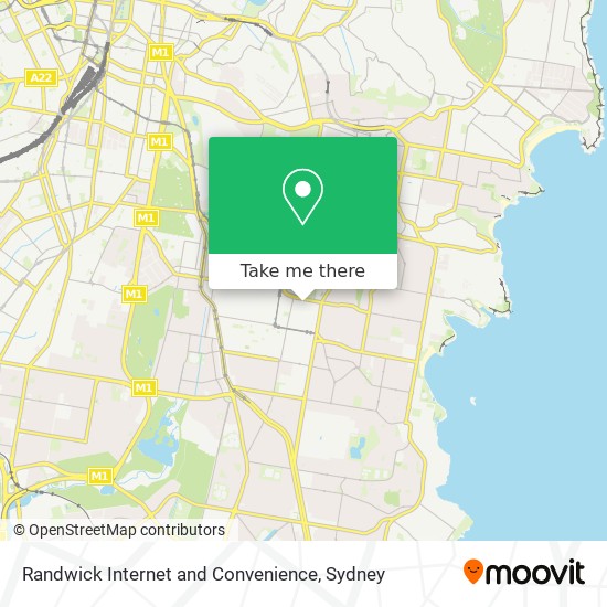 Mapa Randwick Internet and Convenience