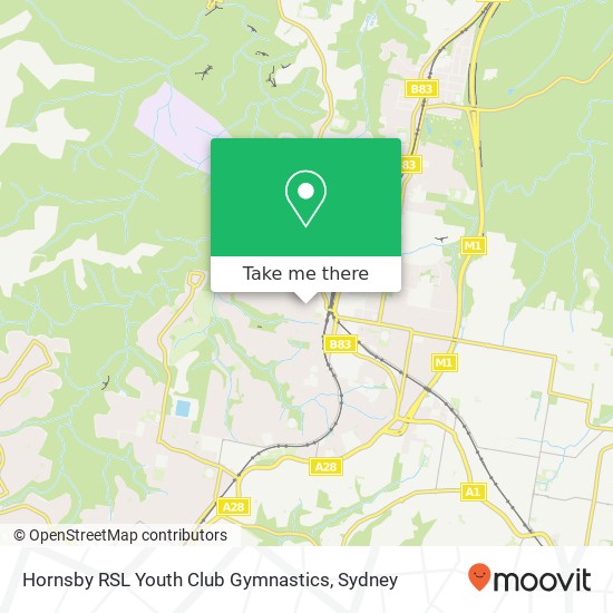 Mapa Hornsby RSL Youth Club Gymnastics