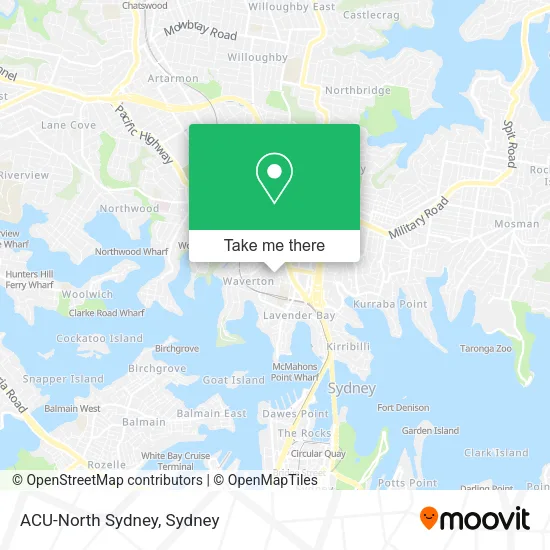 Acu North Sydney Map How To Get To Acu-North Sydney In Waverton By Bus, Train Or Metro?