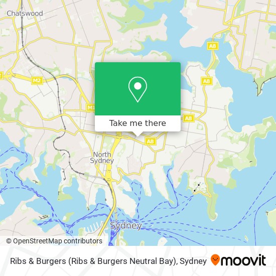 Mapa Ribs & Burgers (Ribs & Burgers Neutral Bay)