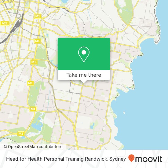 Mapa Head for Health Personal Training Randwick