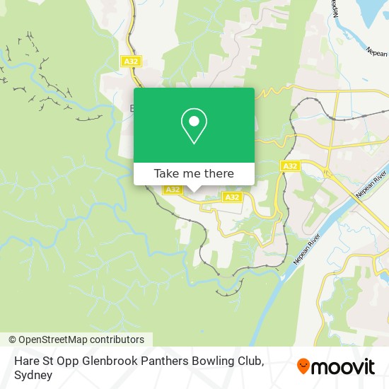 Mapa Hare St Opp Glenbrook Panthers Bowling Club