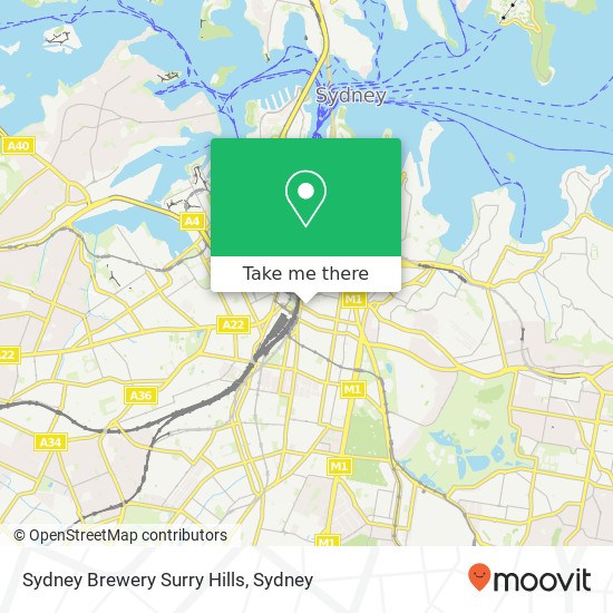 Sydney Brewery Surry Hills map