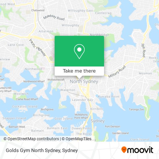 Mapa Golds Gym North Sydney