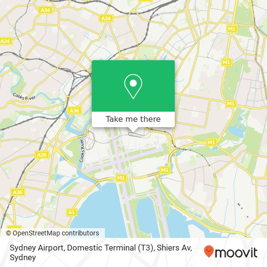 Sydney Airport, Domestic Terminal (T3), Shiers Av map