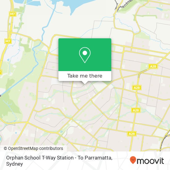 Orphan School T-Way Station - To Parramatta map