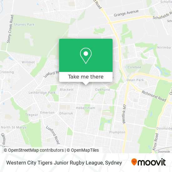 Mapa Western City Tigers Junior Rugby League