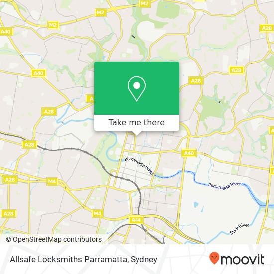 Mapa Allsafe Locksmiths Parramatta