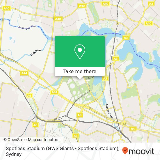 Mapa Spotless Stadium (GWS Giants - Spotless Stadium)