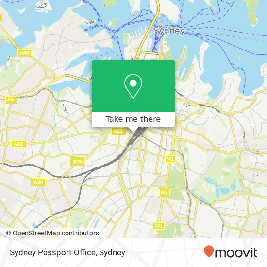 Sydney Passport Office map