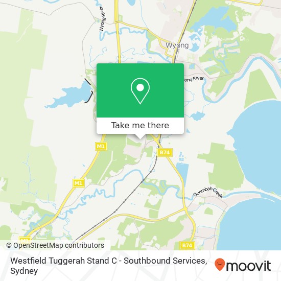 Westfield Tuggerah Stand C - Southbound Services map