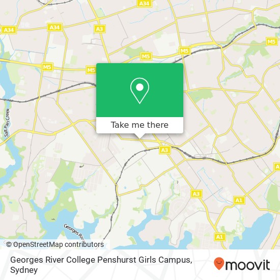 Mapa Georges River College Penshurst Girls Campus