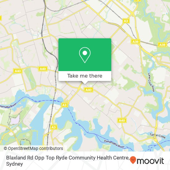 Blaxland Rd Opp Top Ryde Community Health Centre map