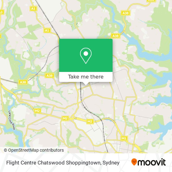 Mapa Flight Centre Chatswood Shoppingtown