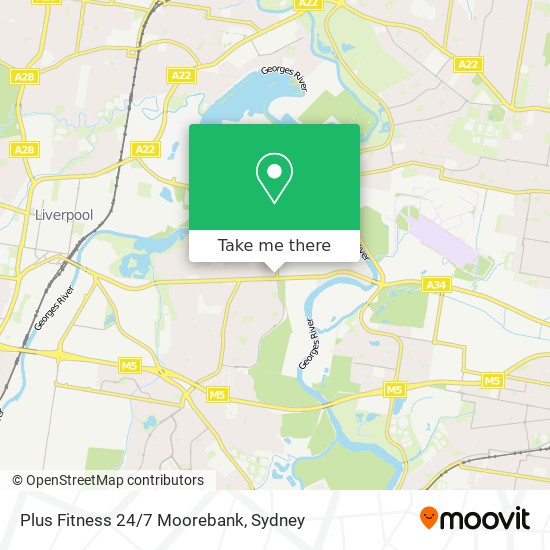 Mapa Plus Fitness 24/7 Moorebank