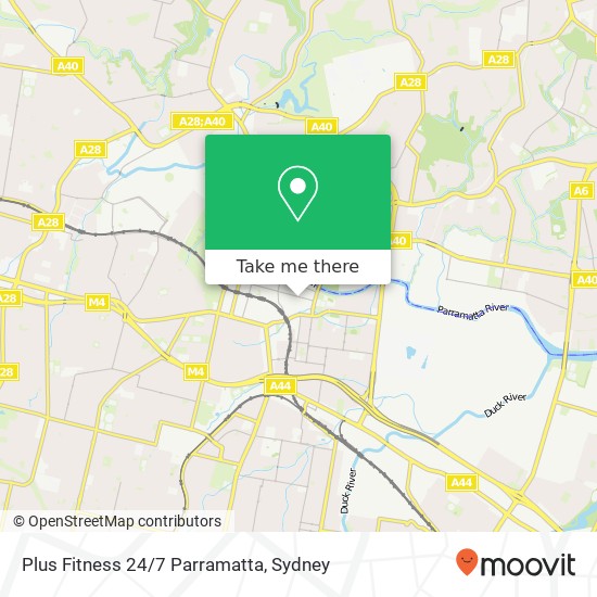 Mapa Plus Fitness 24/7 Parramatta