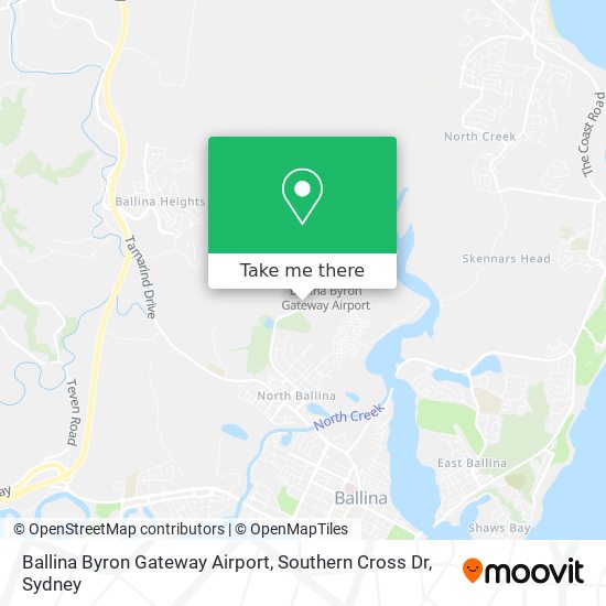 Ballina Byron Gateway Airport, Southern Cross Dr map