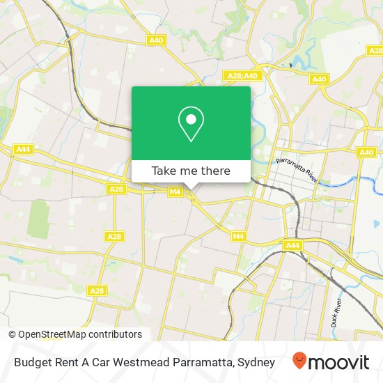 Mapa Budget Rent A Car Westmead Parramatta