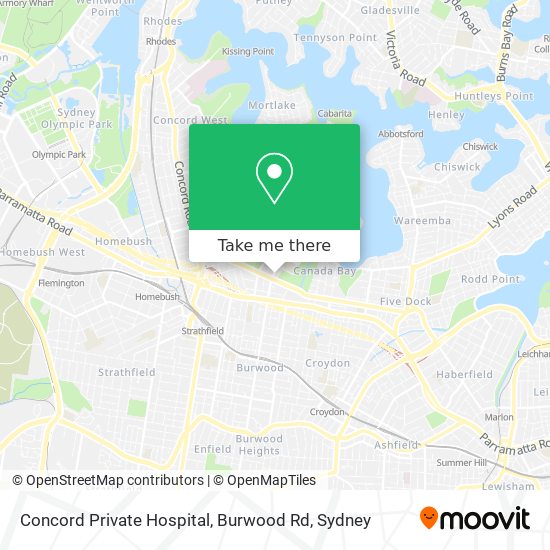 Mapa Concord Private Hospital, Burwood Rd