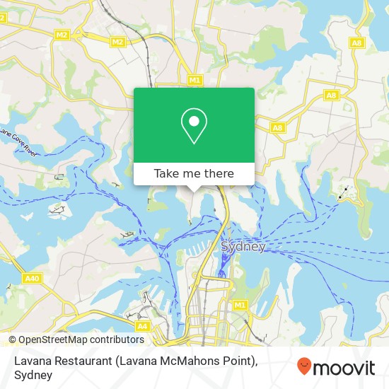 Mapa Lavana Restaurant (Lavana McMahons Point)