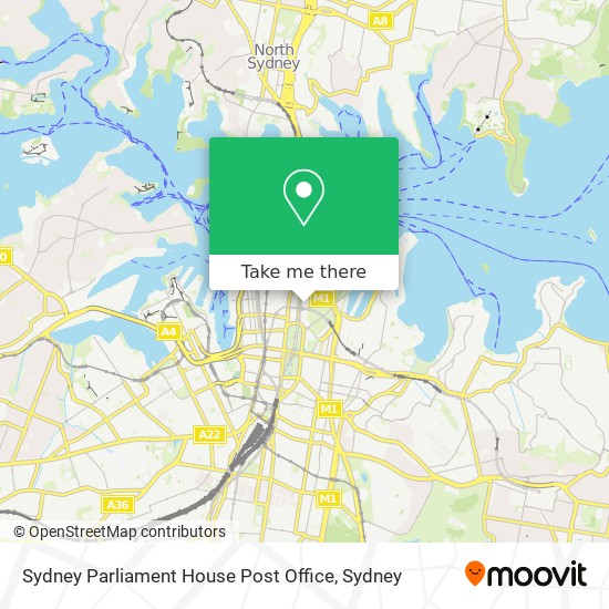 Mapa Sydney Parliament House Post Office