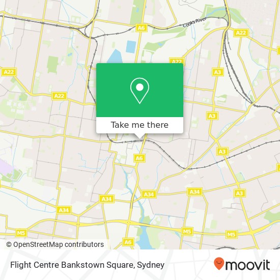 Mapa Flight Centre Bankstown Square