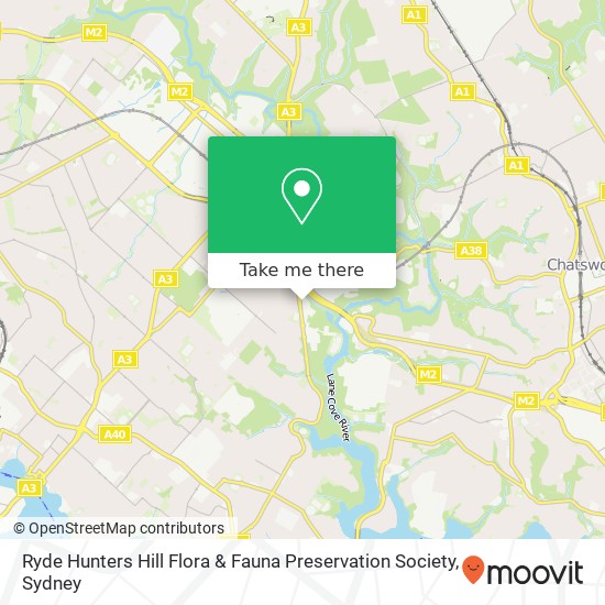 Ryde Hunters Hill Flora & Fauna Preservation Society map