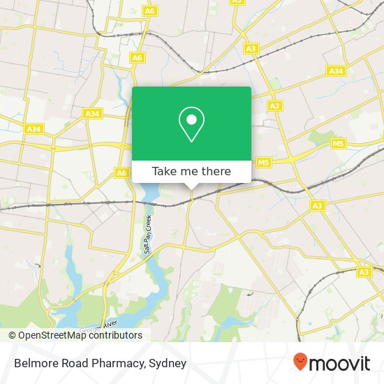 Mapa Belmore Road Pharmacy