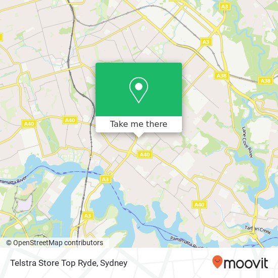 Mapa Telstra Store Top Ryde
