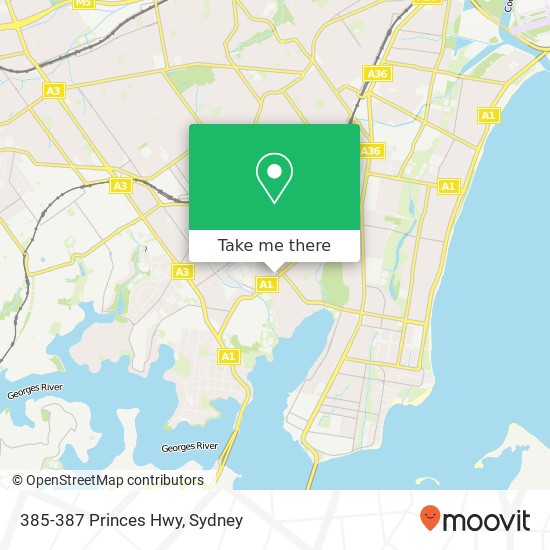 Mapa 385-387 Princes Hwy