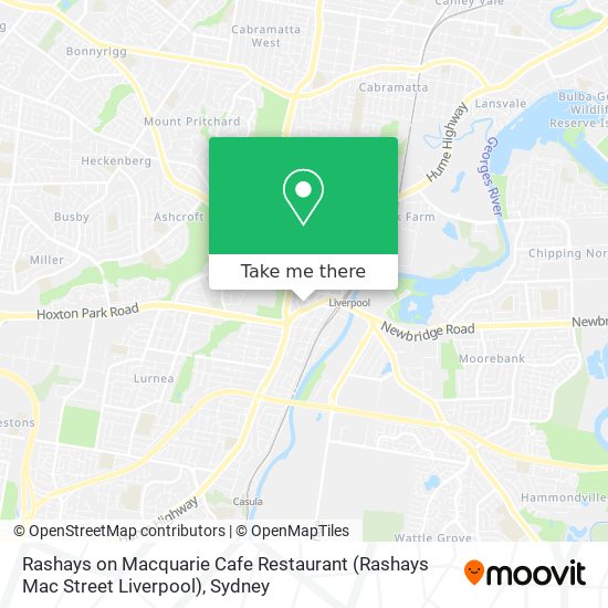 Rashays on Macquarie Cafe Restaurant (Rashays Mac Street Liverpool) map