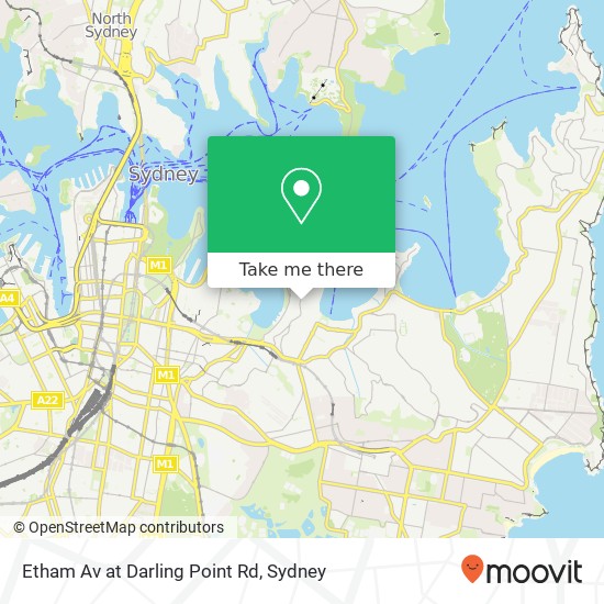 Mapa Etham Av at Darling Point Rd