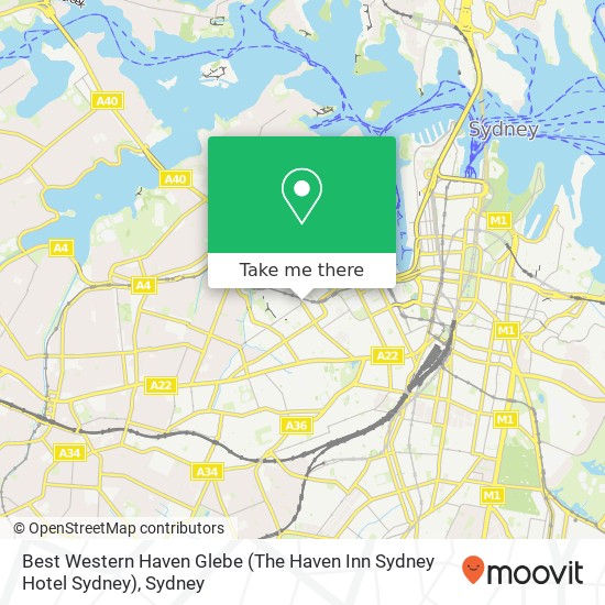 Best Western Haven Glebe (The Haven Inn Sydney Hotel Sydney) map