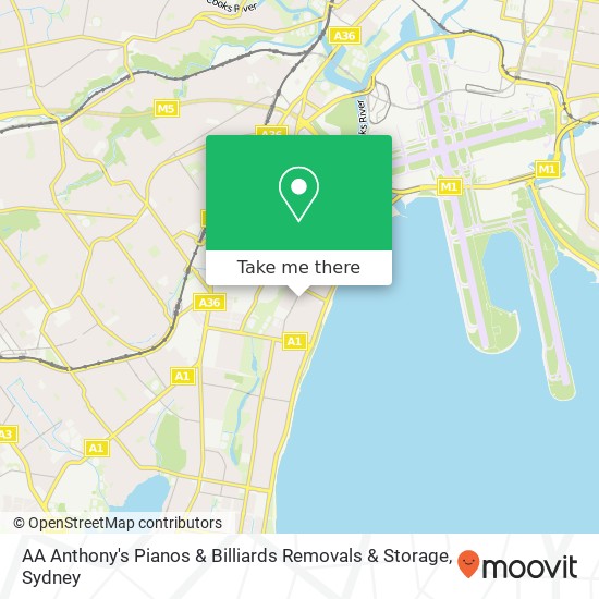 Mapa AA Anthony's Pianos & Billiards Removals & Storage