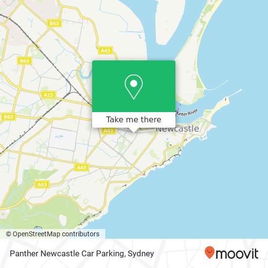 Mapa Panther Newcastle Car Parking