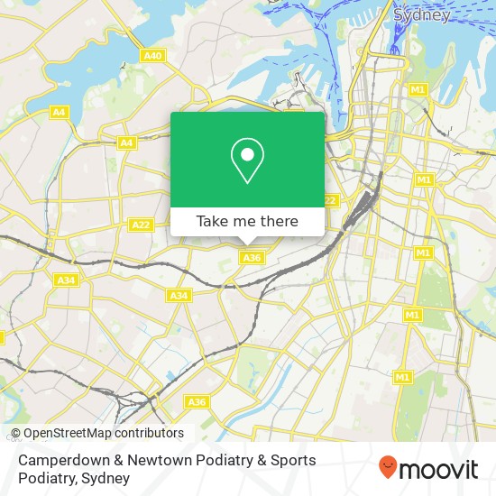 Camperdown & Newtown Podiatry & Sports Podiatry map