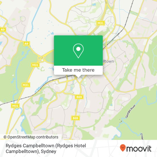 Mapa Rydges Campbelltown (Rydges Hotel Campbelltown)