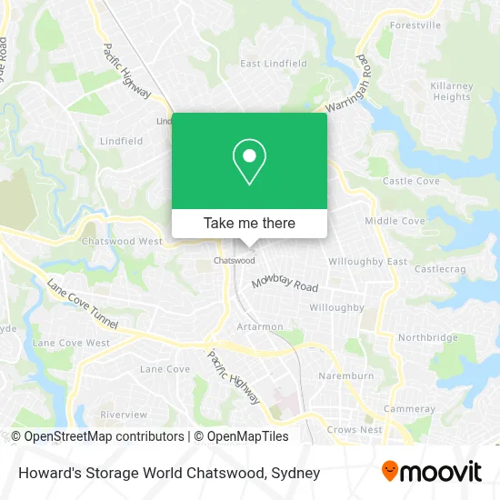 Mapa Howard's Storage World Chatswood