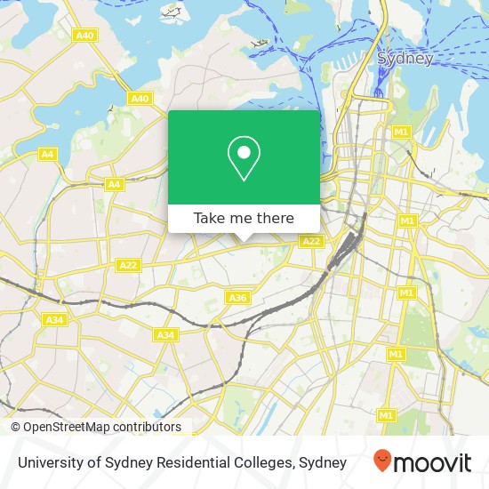 Mapa University of Sydney Residential Colleges