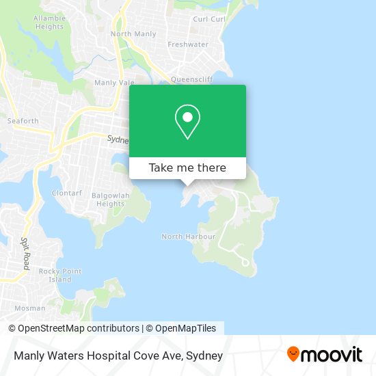 Mapa Manly Waters Hospital Cove Ave