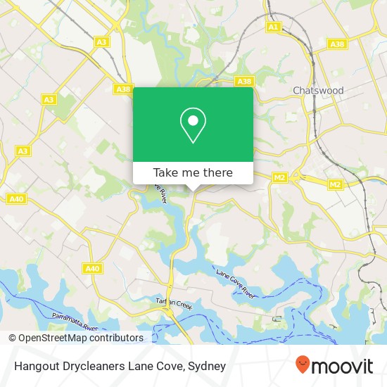 Mapa Hangout Drycleaners Lane Cove