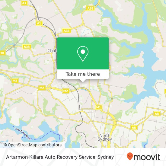 Artarmon-Killara Auto Recovery Service map