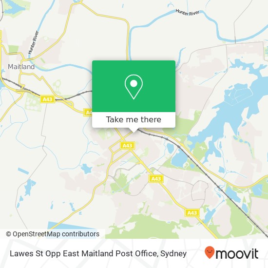Lawes St Opp East Maitland Post Office map